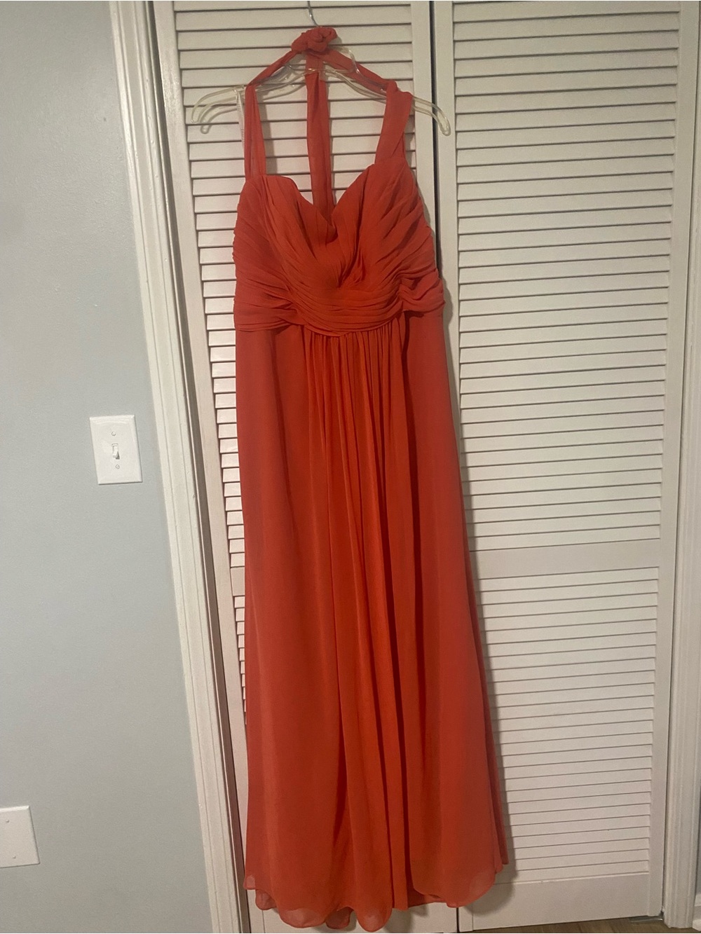 David's Bridal Persimmon Halter Dress